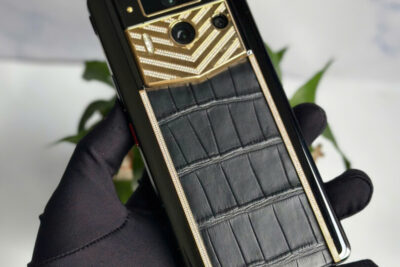 METAVERTU 2 Lưng Gold đính kim cá sấu đen