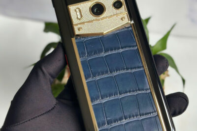 METAVERTU 2 lưng cá sấu xanh viền gold đính kim