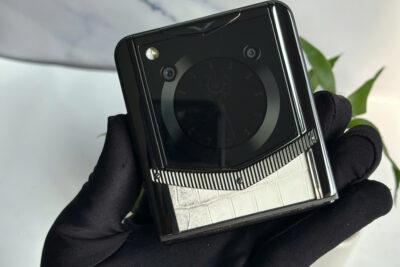 Vertu iron Flip Alligator Lưng bọc da cá sấu bạch tạng