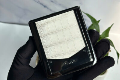 Vertu iron Flip Alligator Lưng bọc da cá sấu bạch tạng