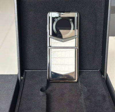 Vertu iron Flip Alligator Lưng bọc da cá sấu bạch tạng