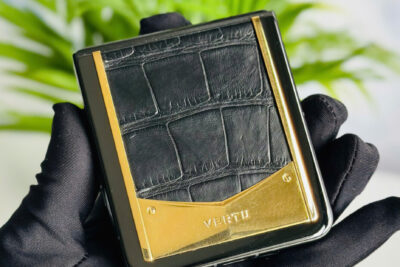 Vertu Iron Flip Gold Alligator Black 99% Fullbox