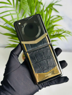 Vertu Iron Flip Gold Alligator Black 99% Fullbox